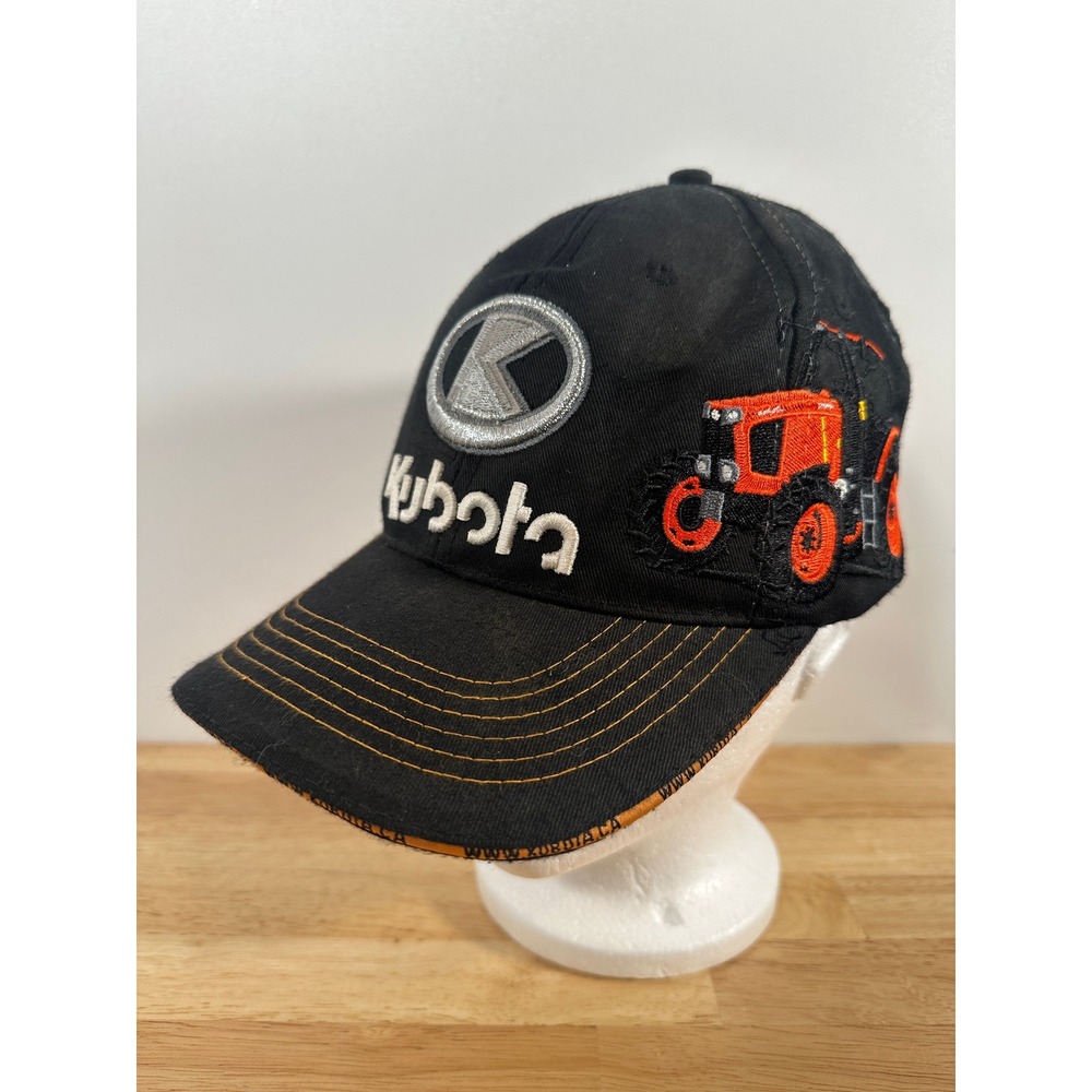 Kybota Tractor Baseball Hat Black Embroidered Tractor Adjustable OSFA Farming